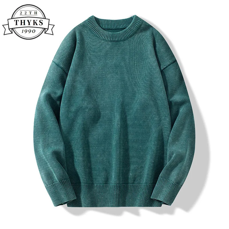 

Mens Knitted Vintage Sweaters Casual O-Neck Loose Solid Thick Warm Jumper Male Fashion Turtleneck Winter Pullover Sweater Blouse