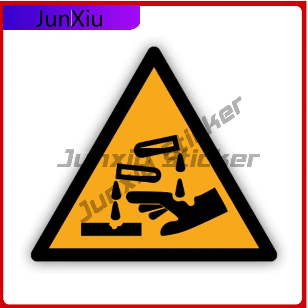 

W023 Corrosive Substance Sticker Creative Decals Iso 7010 3864 Hazard Safety Signs Cute Style SUV Use Waterproof Vinyl Decal