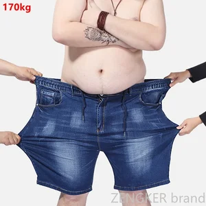Extra -size male jeans, large size, elastic waist, knee length, summer, loose shorts, plus size 9xl 8xl 7xl 6xl 8 Main Sales Men's Bermuda Jeans - №8