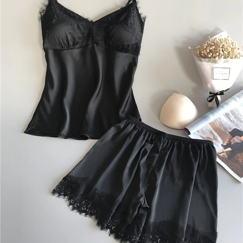 

Underwear European and American style suspender dress set Black pajamas Does not include breast pads
