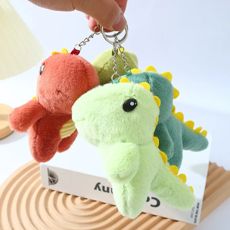 13cm Colorful Cute Dinosaur Plush Toys Pendant Keychain Backpack Jewelry Accessory Decoration Doll Toys Christmas Small Gift