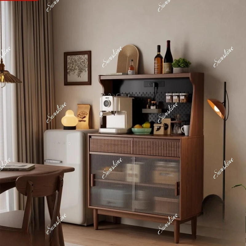 Solid wood dining side small size wall-wall-integrated storage second-hand coffee cabinet living room storage