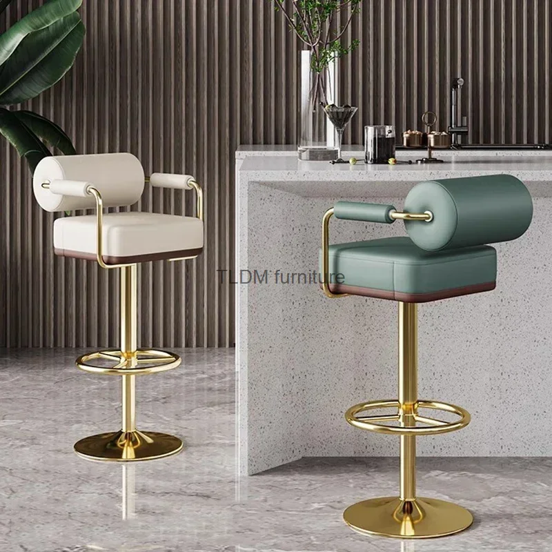 

Adjustable Barstool Bar Chair Leather Kitchen Island Metal High Bar Stool Luxury Minimalist Cadeira Ergonomica Home Furniture