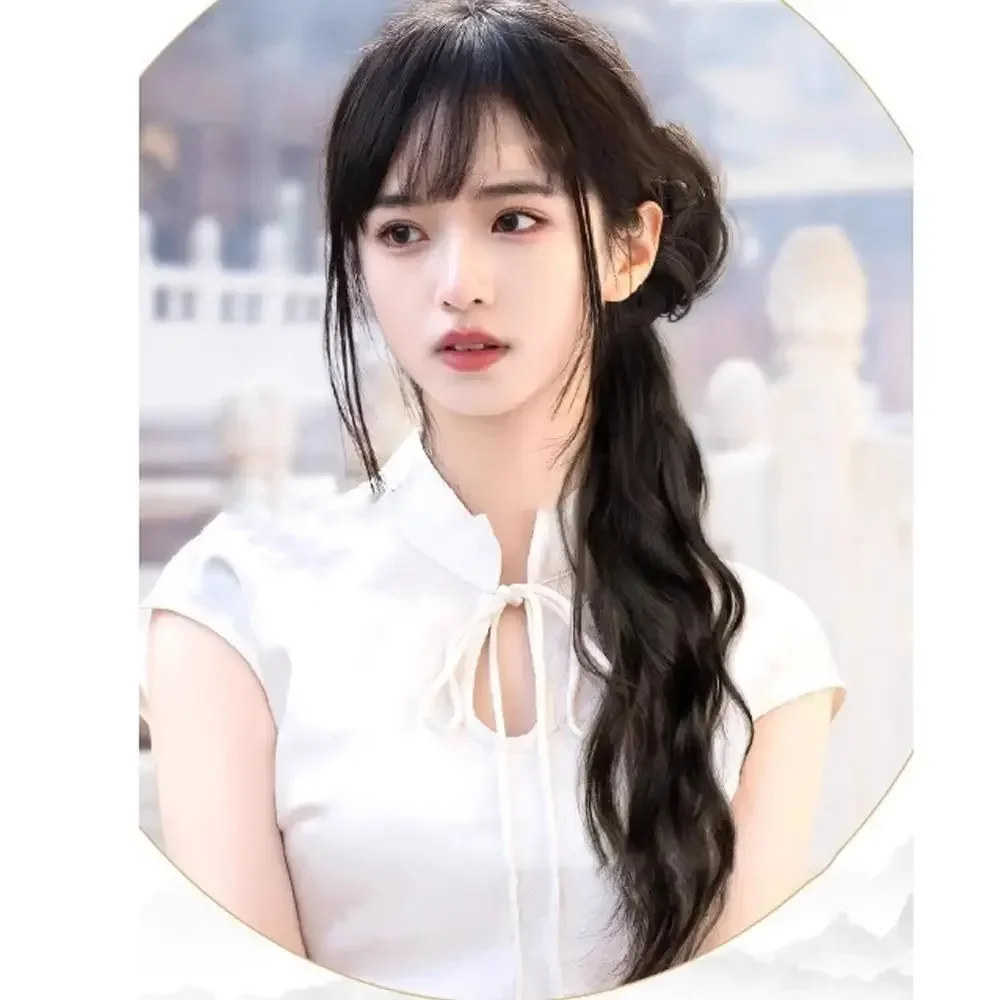 Synthetic Wig Ponytail Women's New Chinese Style Grab Clip Ancient Style Chinese Style Slightly Rolled Hair Clip