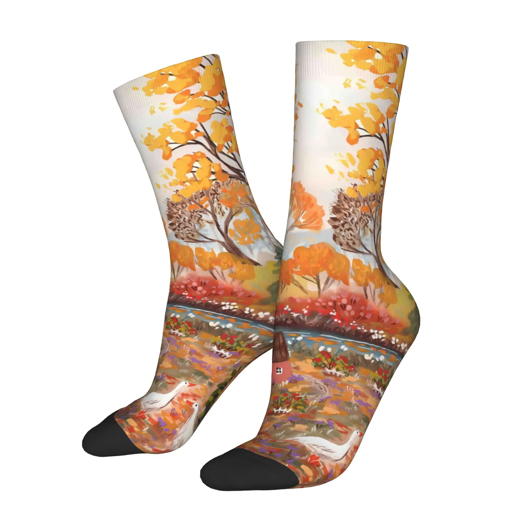 

Носки с изображением масла, мужские и женские осенние чулки из полиэстера