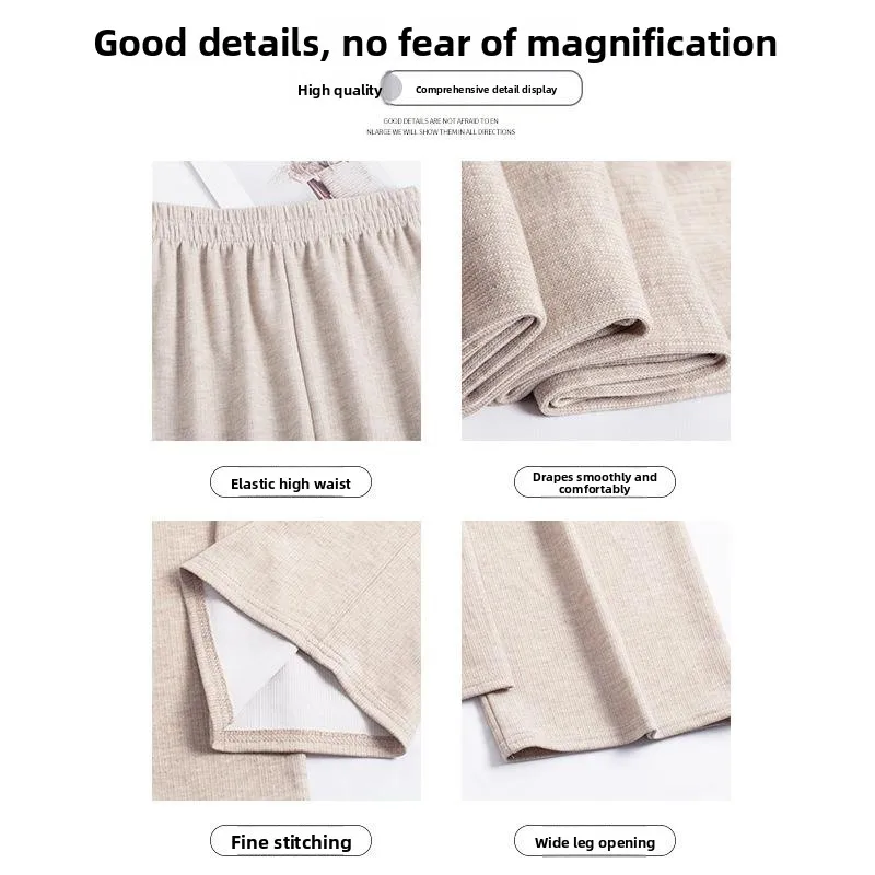 회색 캐시미어 와이드 레그 팬츠 여성 캐주얼 슬림 핏 하이 웨이스트 스트레이트 컷 봄 가을 패션 플러스 사이즈 캐주얼 바지