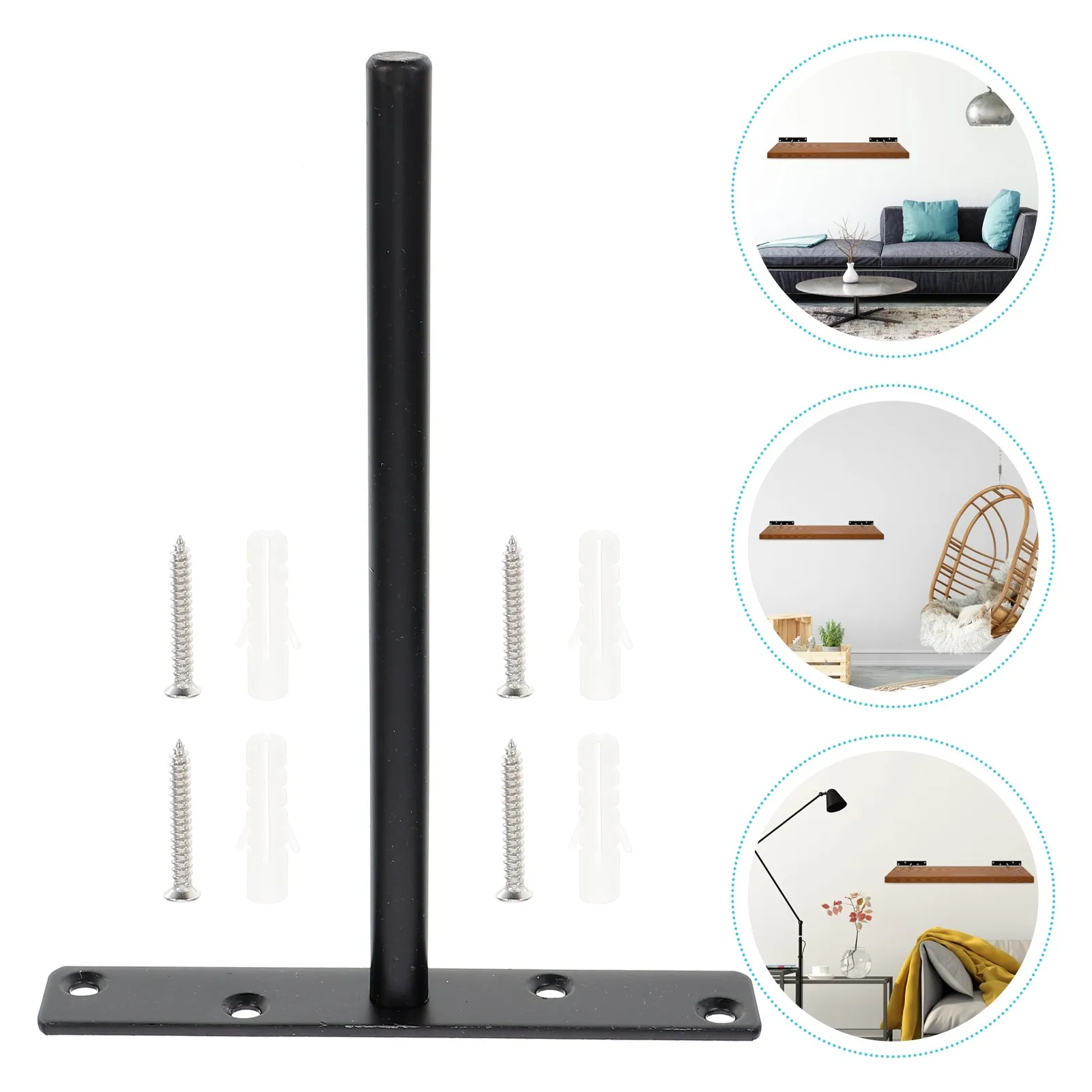 4Sets Concealed Shelf Bracket High Strength Iron T-Shape Stand Heavy Duty Wall Mounted Shelf Support Rack for DIY Bookshelf