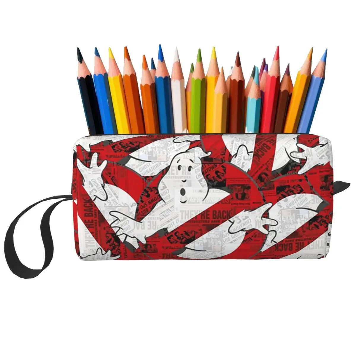 Ghostbusters 1984 Movie Cartoon Pencil Case for Studen Pen Box Pencil Bag Stationery Supplies Women Cosmetic Bag