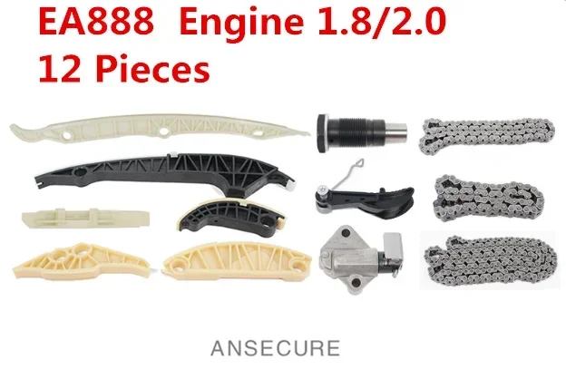 

12 PCS 1.8 2.0 EA888 Timing Chain tensioner Repair Kit For Audi A3 A4 A5 A6 Q3 Q5 TT VW Beetle Passat CC Golf Tiguan Skoda Seat
