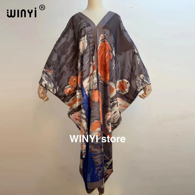 

caftan Printed caftan For Women Fashion Design Loose Dress Batwing Maxi Long Femme Vestidos Summer Autumn Party Elegant Dress