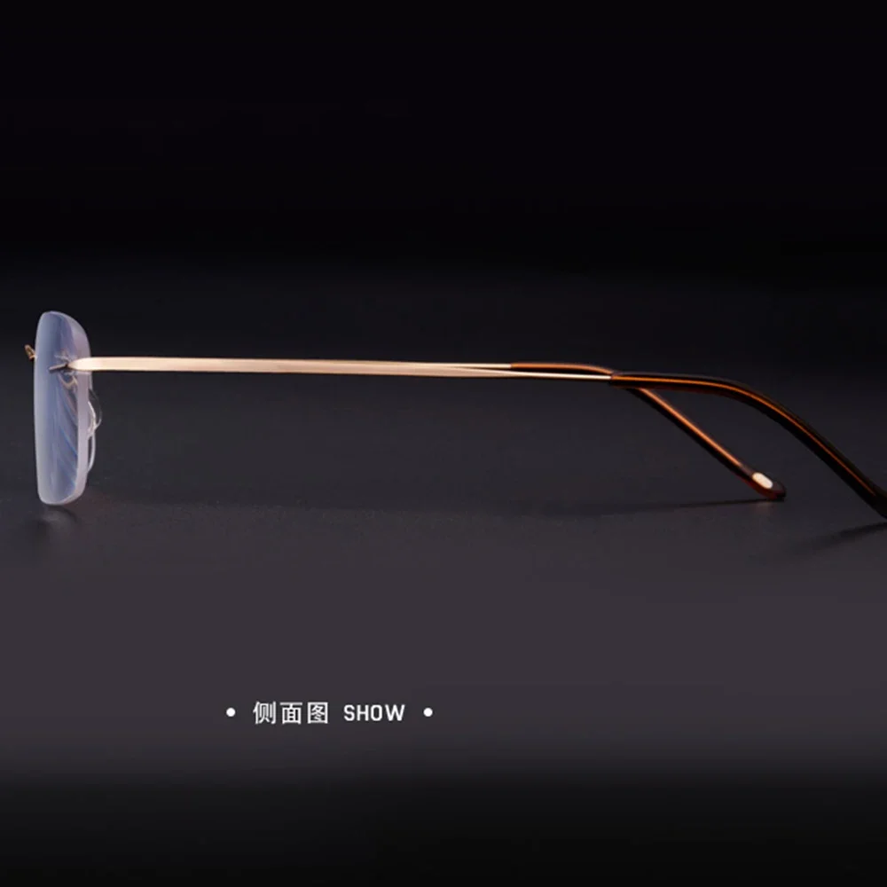 NOMANOV =  Titanium Alloy Rimless Progressive Multifocal Reading Glasses See Near And Far ADD +75 100 150 175 200 To 400