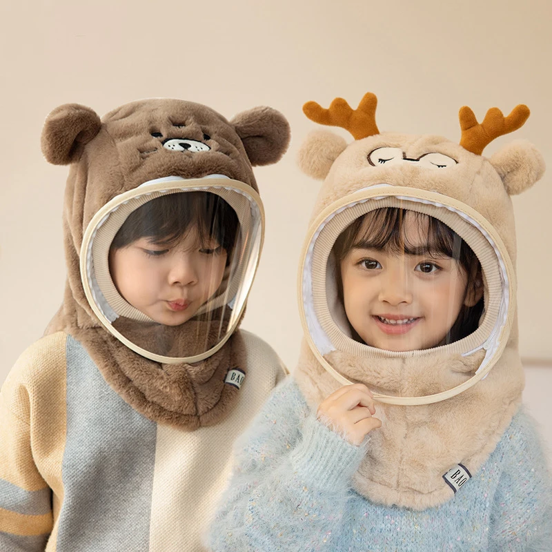 

Winter Children's Hat with Windproof Protective Mask Windproof Hat Cycling Ear Protection Pullover