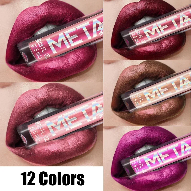 Matte Glitter Vloeibare Lipstick Waterdicht Langdurige Lipgloss Tint Sexy Rode Naakt Paars Metallic Lippenstift Make-Up Cosmetica