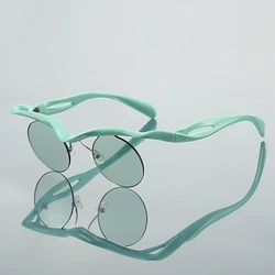 KAMMPT Semi-rimless Round Sunglasses 2024 New Fashion Casual Shades Women Ins Trendy Brand Design Stylish Outdoor Sun Glasses