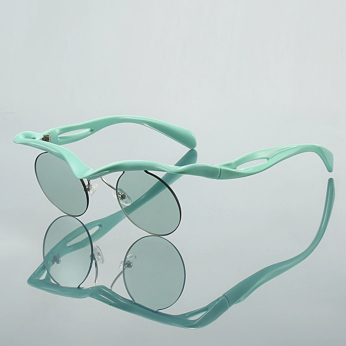 KAMMPT Semi-rimless Round Sunglasses 2024 New Fashion Casual Shades Women Ins Trendy Brand Design Stylish Outdoor Sun Glasses