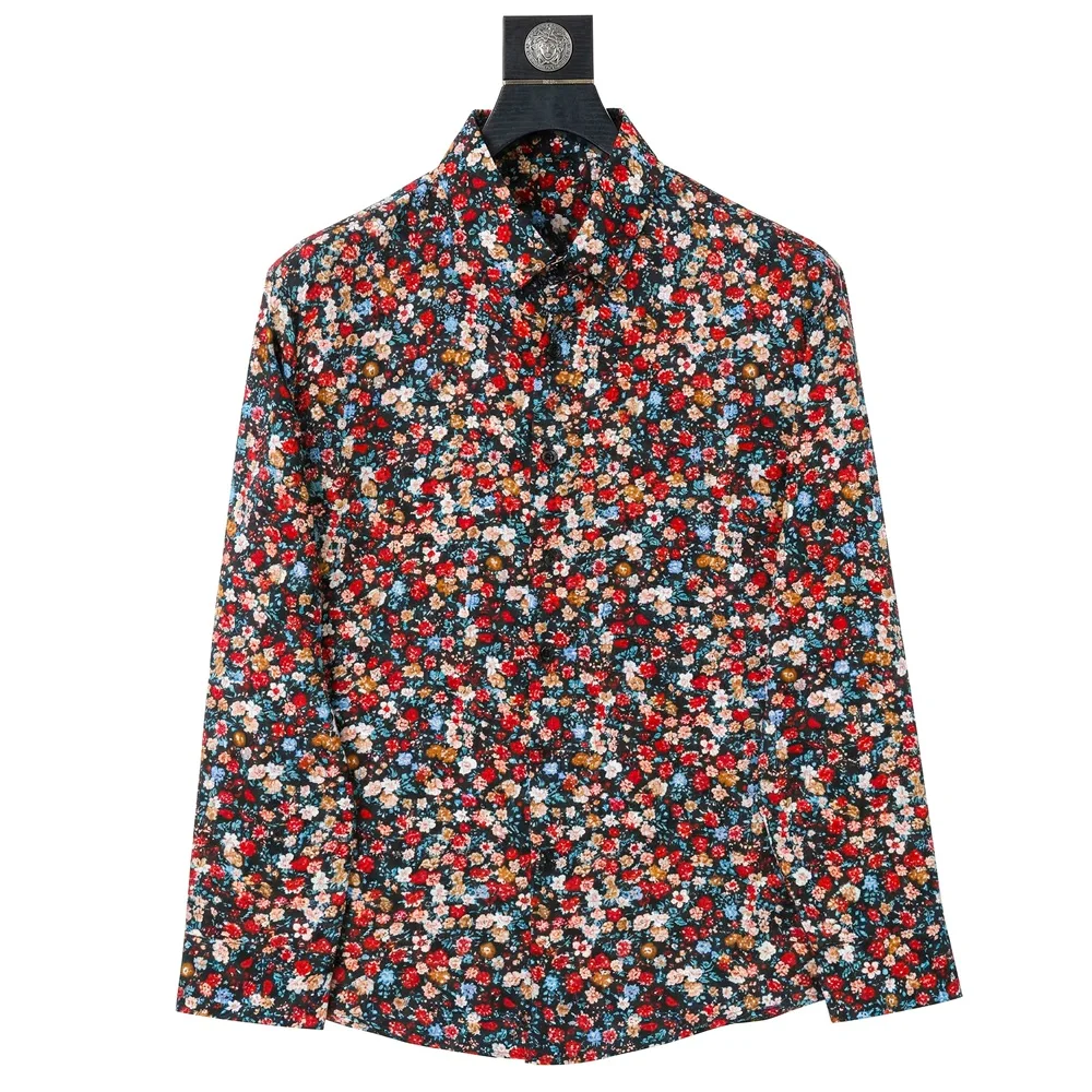 

2026 Trendy Floral Shirt Men's Ice Silk Breathable Casual Shirt Loose Cool Business Office Social Shirts Camisas Para Hombre
