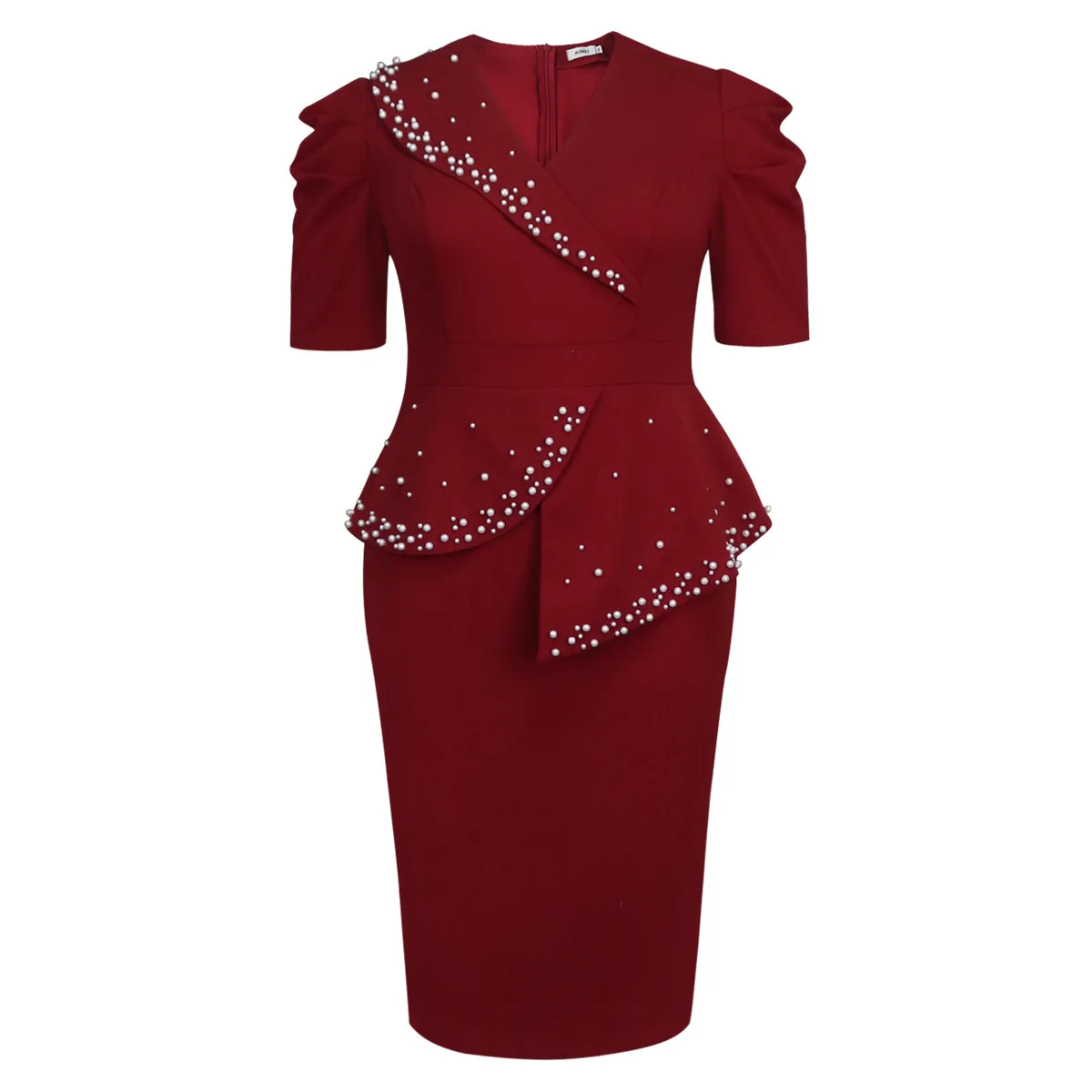 플러스 사이즈 엄마 결혼식 연회 드레스 프릴 배꼽 커버 슬리밍 하이 엔드 드레스 여성 드레스 드레스 가운 베스 티드 여성 우아한