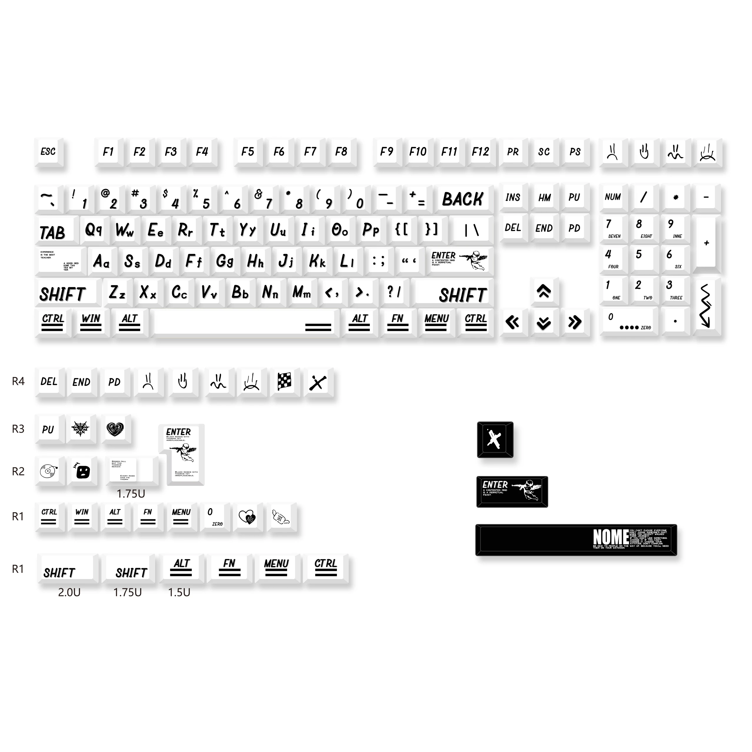 Doodle Theme Keycaps Set PBT Sublimation Cherry Profile Keycaps for Mechanical Keyboard Accessories Custom Key Caps MX Switch