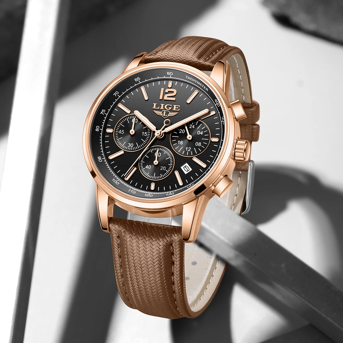

Мужские часы LIGE 2026, модные, с календарем, хронографом, светящимися стрелками, кожаным ремешком, роскошные, деловые, в подарочной коробке.