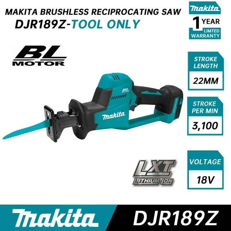 MAKITA DJR189Z Reciprocating Saw LXT Brushless Cordless One-Handed 18V Lithium Battery Rechargeable Cutting Machine Power Tools