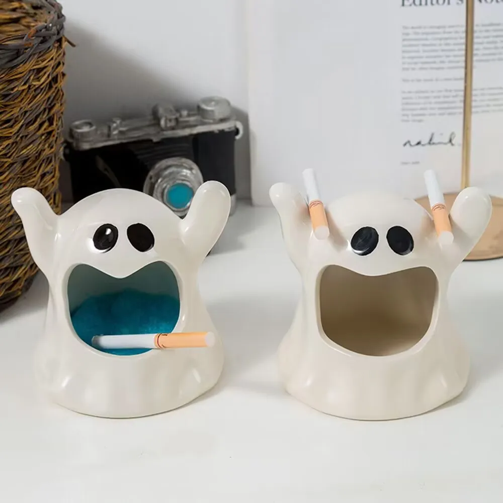 Funny cartoon ghost ashtray cute ghost candlestick decoration decoration American ceramic living room aromatherapy wax