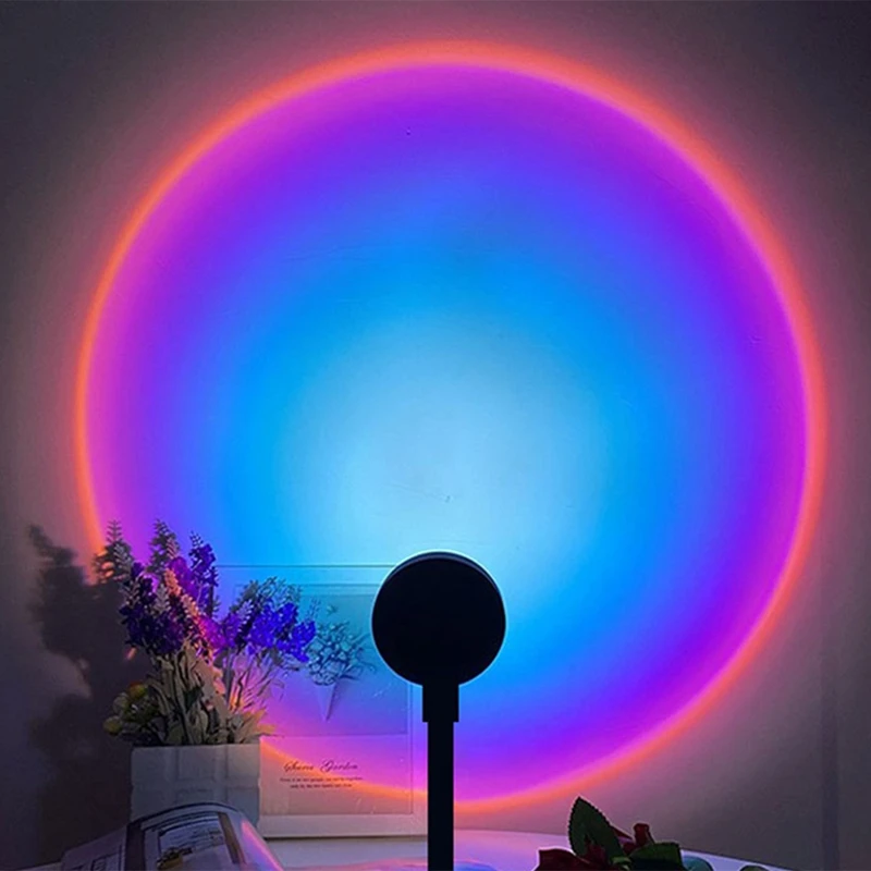 Lámpara LED de puesta de sol USB, proyector de luz nocturna, decoración de fiesta de cumpleaños, luz de humor portátil para dormitorio y sala de estar