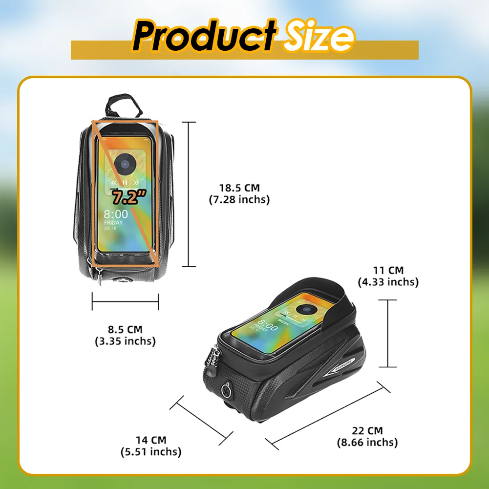 حقيبة دراجة ملحقات دراجة عالية الجودة، تخزين لعناصر ركوب الدراجات، حامل هاتف مقاوم للماء، خفيف الوزن فقط 200 جرام