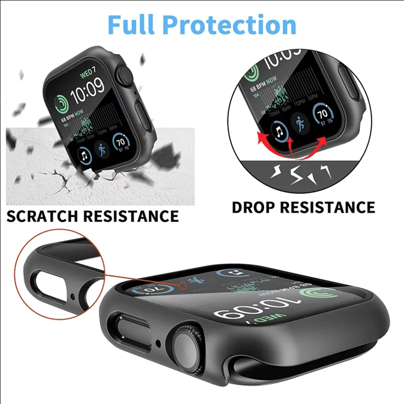 Tempered Glass+Cover For Apple Watch 11 10 42mm 46mm PC Bumper Screen Protector Case iWatch Series 9 8 7 6 5 44 41 42 40 45 mm view 6