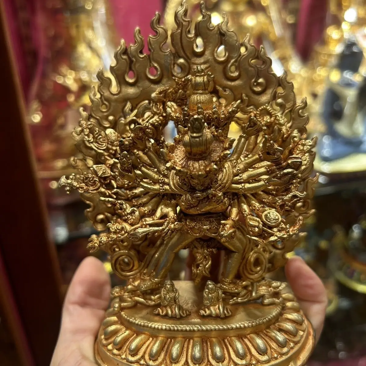 Nepalese handicraft 15cm copper gilt Kalachakra King Kong