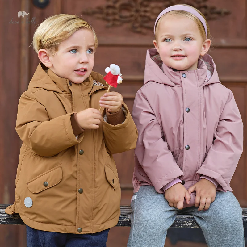 

Dave Bella Children Boys Girls Cute Tops Outerwear 2024 Autumn Winter Fashion Casual Sweet Overcoat Outdoor Parak Warm DB4243407