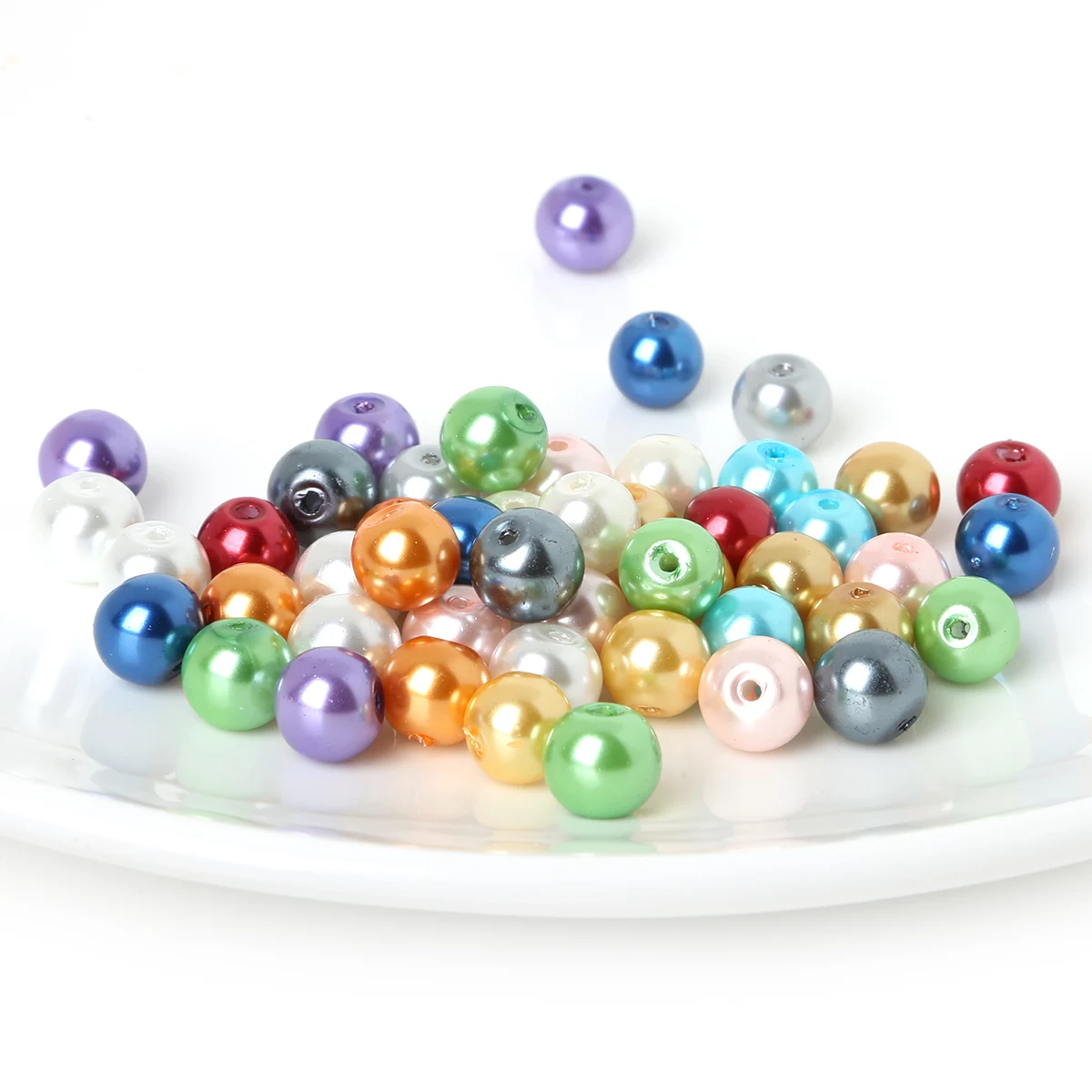

8mm Round Glass Pearl Spacer Beads for Beading Crafts Making DIY Sewing Clothing Accessoris Decoration Art