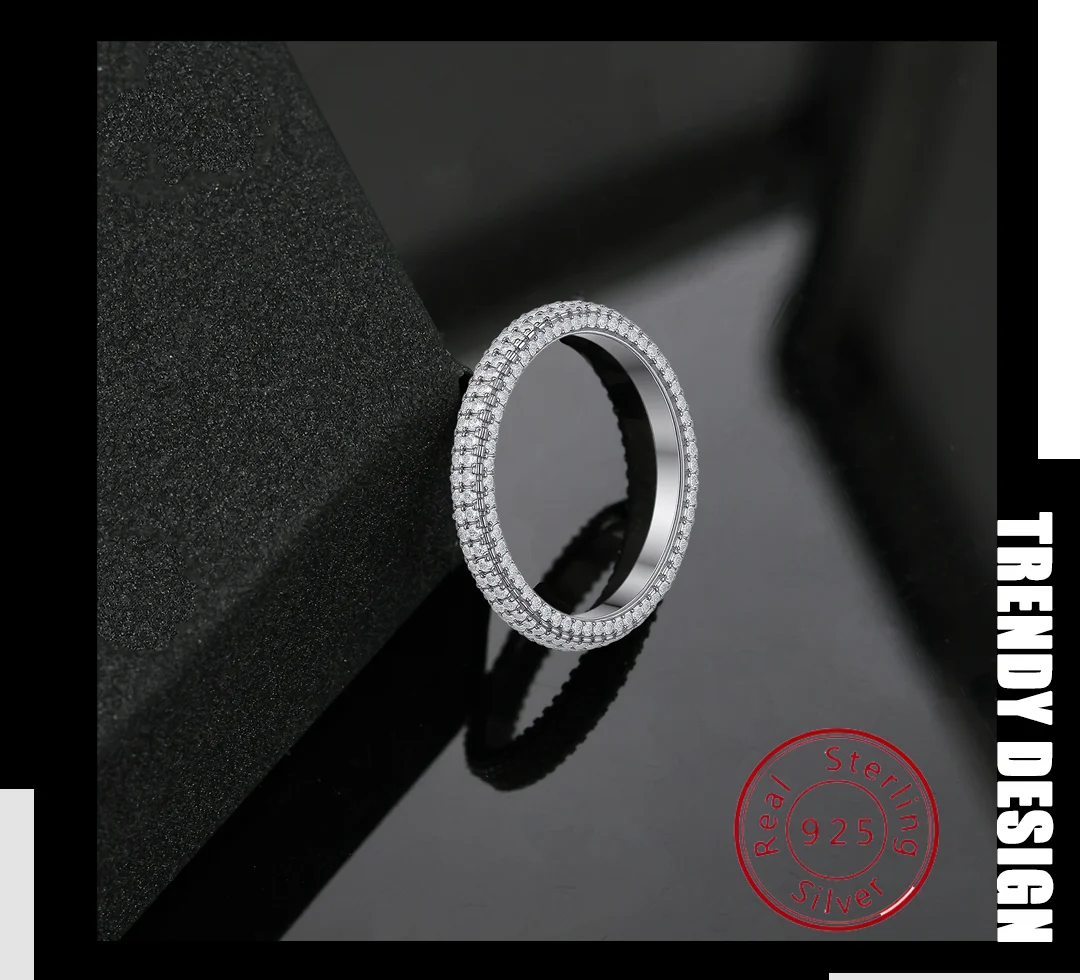 

Classic Bestseller 925 Sterling Silver Ring with 18K Gold Plating Full Pavé Moissanite Diamond Ring Luxury-Inspired Diamond Ring