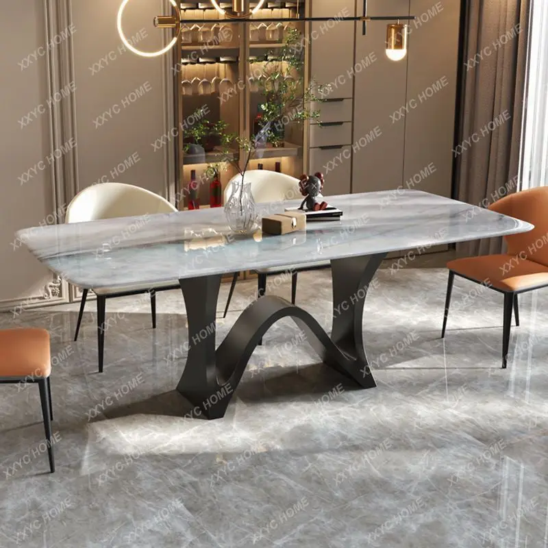 Super Crystal Stone Dining Tables and Chairs Set Natural Marble Dining Table Rectangular