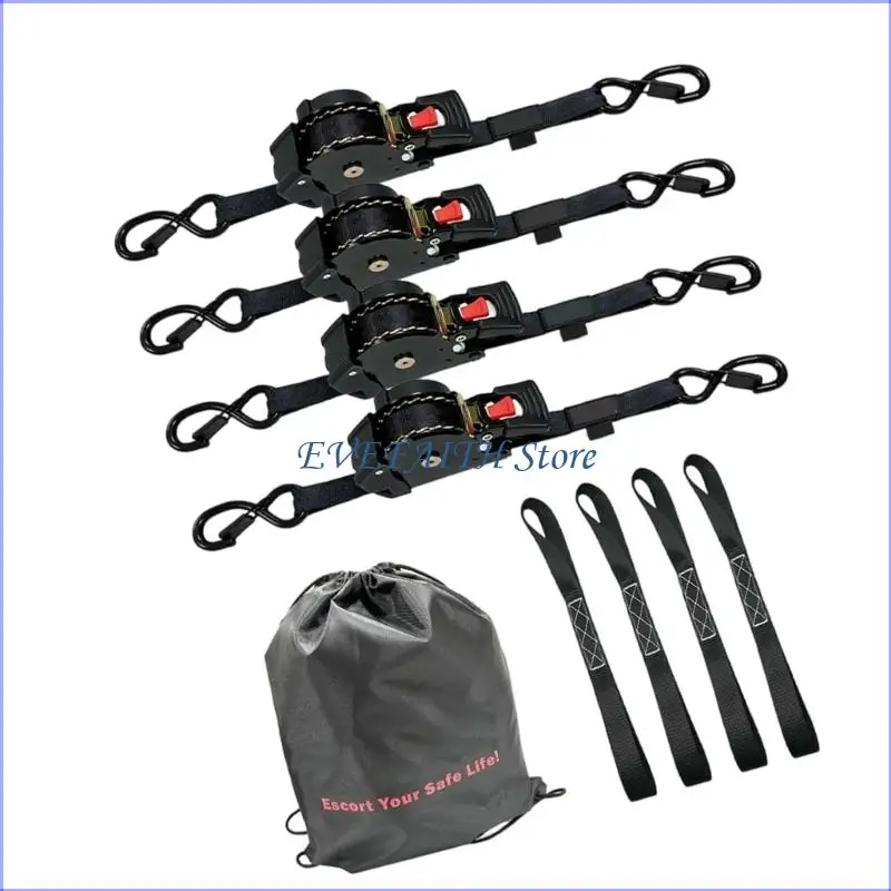 124B Retractable Ratchet Straps Motorcycle Lashing Straps For Off Road Riding