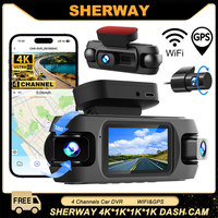 4 Channel 4K Dash Camera for Cars 360° Dashcam 4 Lens 1080p Front Left Right Rear Car DVR Built-in Wifi GPS WDR Night Vision Cam