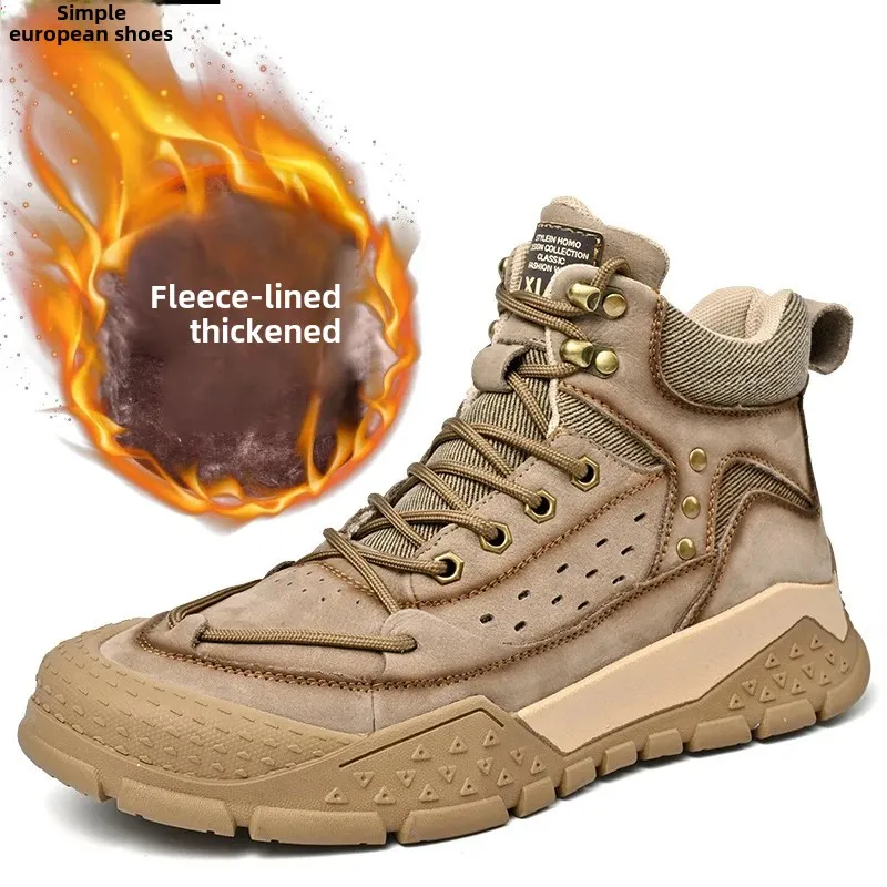 الرجال عالية الجودة صوف مبطن أحذية التنزه مقاوم للماء تنفس المضادة للانزلاق دائم الجلود العلوي مريحة إيفا نعل الشتاء Rea #1
