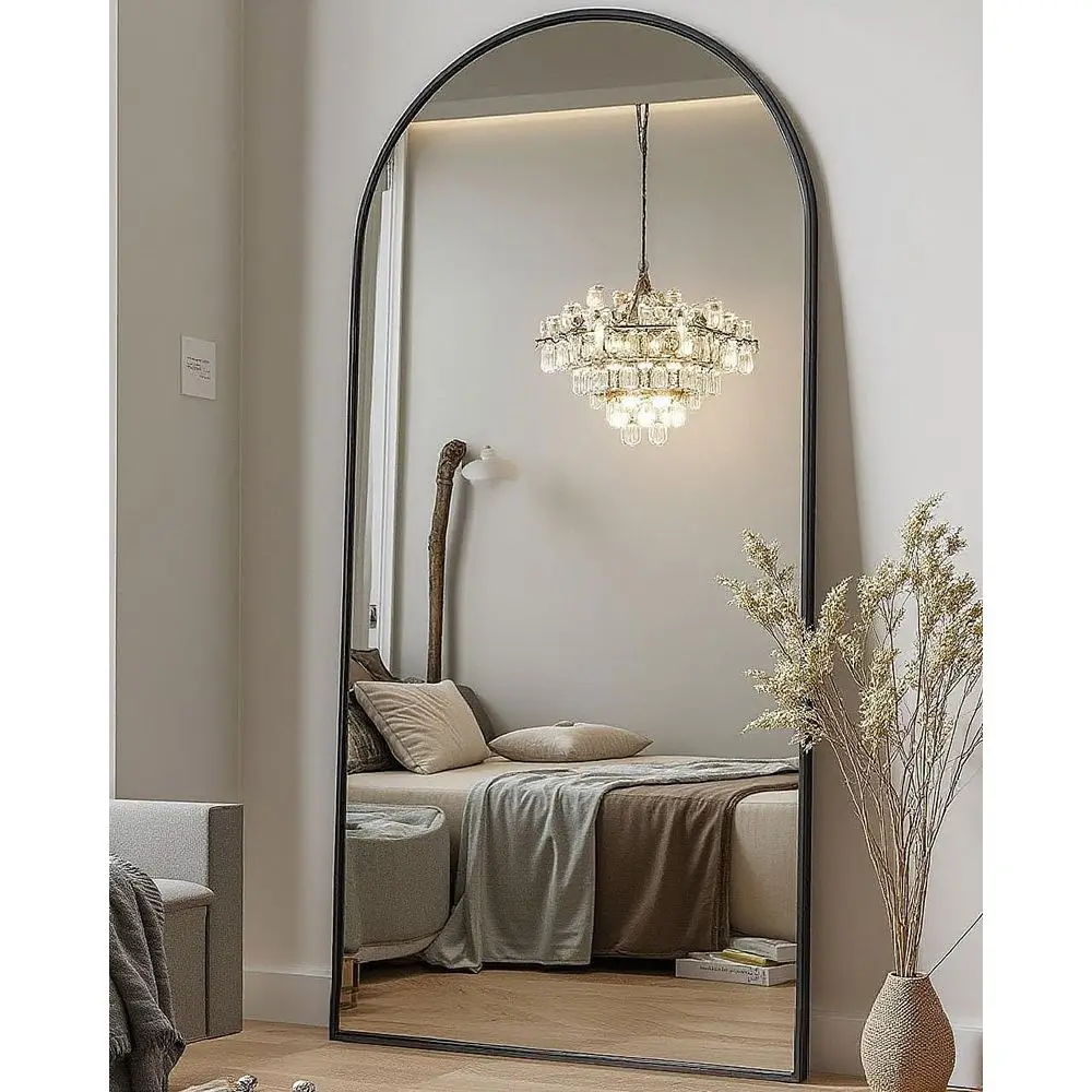 71 x 26 Large Arched Full-Length Mirror - High Definition Glass, Ideal for Home Décor in Bedroom, Living Room, and Cloakroom (Bl