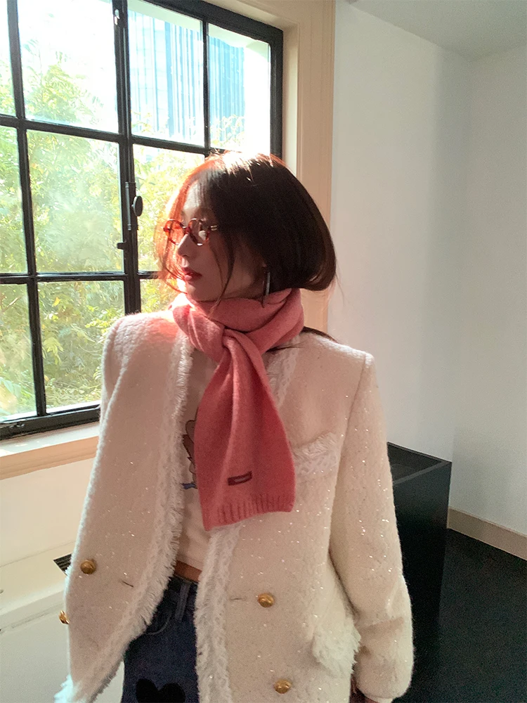 

Women's Woolen Scarf Long Rectangle Warmth Korean Sle Winter Faion Accory Youth Chinese Production 00% Wool