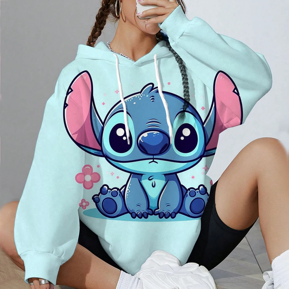 ديزني غرزة هوديي أزياء حلوة الجمال نمط رياضية طويلة الأكمام هوديي الرياضة هوديي شعبية عارضة المرأة هوديي #6