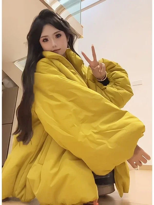 Winter European Fashion Women's Down Cotton Jacket Windproof Loose Cotton Jacket