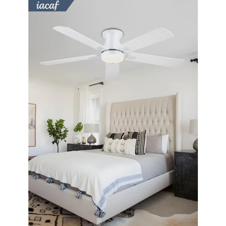 Ceiling Fans with Lights 52 Inch Ceiling Fan with Light And Remote/APP Low Profile Ceiling Fan with Light DC Reversible 6 Speed