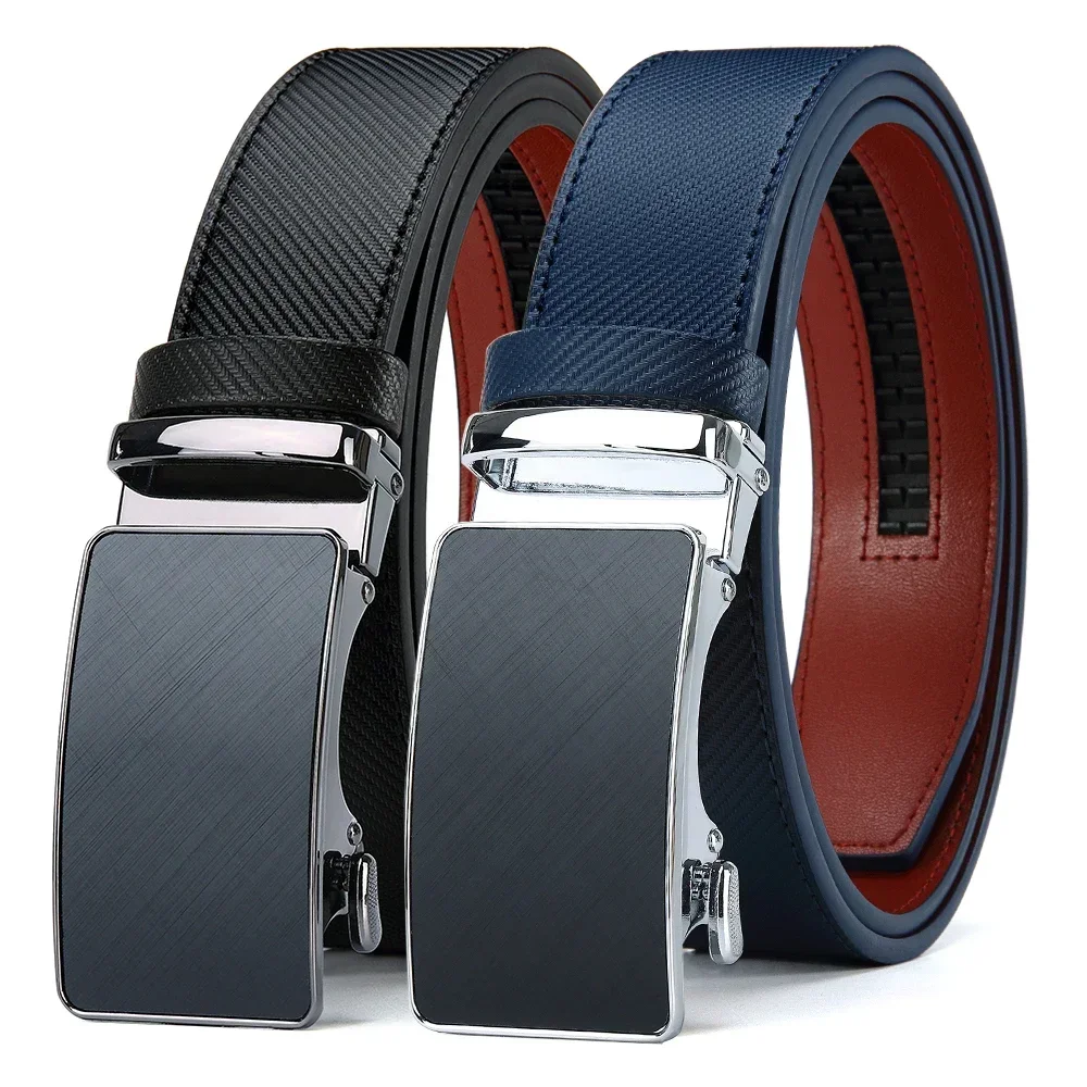 

Мужской ремень из натуральной кожи, роскошный ремень с металлической автоматической пряжкой из сплава, модные ремни с храповым механизмом для мужчин, ремень высокого качества из воловьей кожи, 2 шт.
