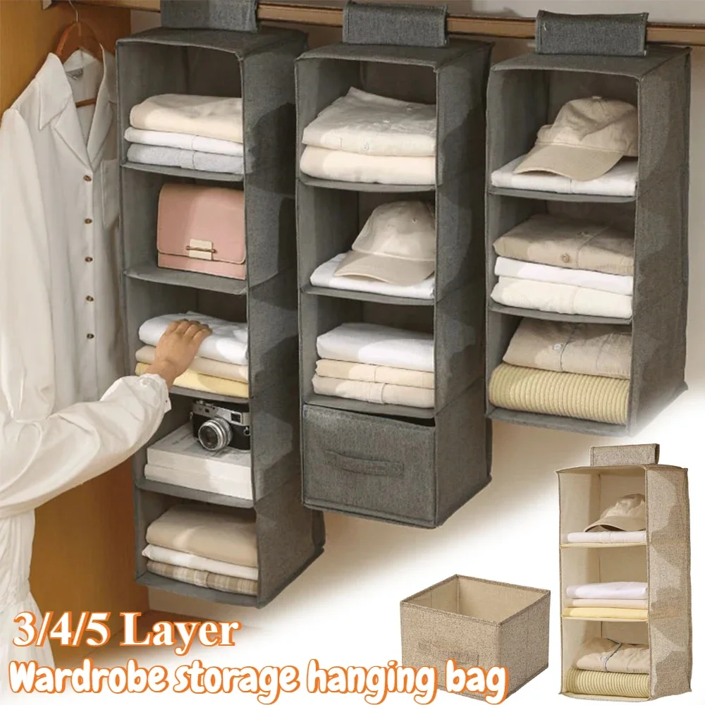 

1PC Wardrobe Hanging Bags Washable Multi-Layer Bags Underwear Storage Collapsible Drawer Type Organizational Hanging Organizer