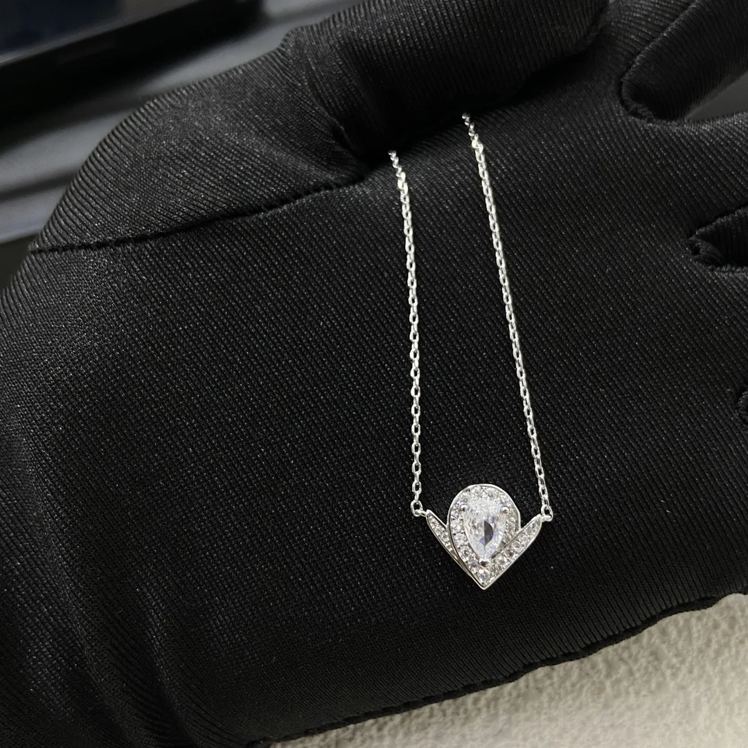 الفرنسية الفاخرة تاج الخامس شكل كامل الماس موضة محظوظ المرأة قلادة الفضة عالية الجودة 5A الصف الزركون الساطع هدية حفلة #6