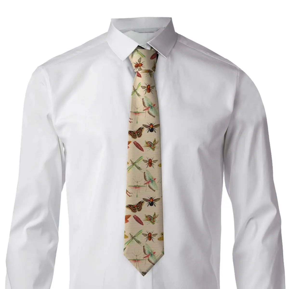 Vintage Bugs And Insects Illustration Necktie for Men Silk Polyester Slim Neck Ties Party Suits Tie Casual Gravatas