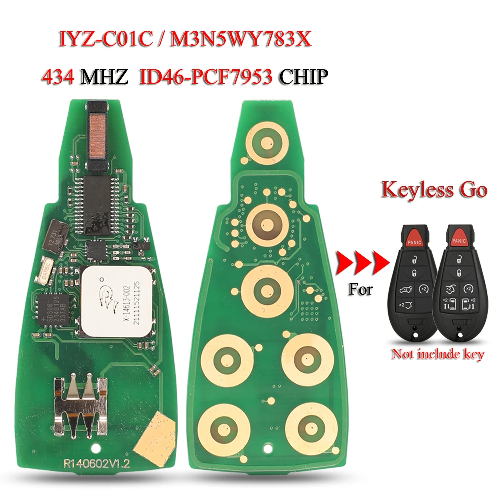 

jingyuqin M3N5WY783X IYZ-C01C Keyless Remote Car Key Circuit Board For Jeep Dodge RAM Chrysler Cherokee 433MHZ ID46-PCF7953