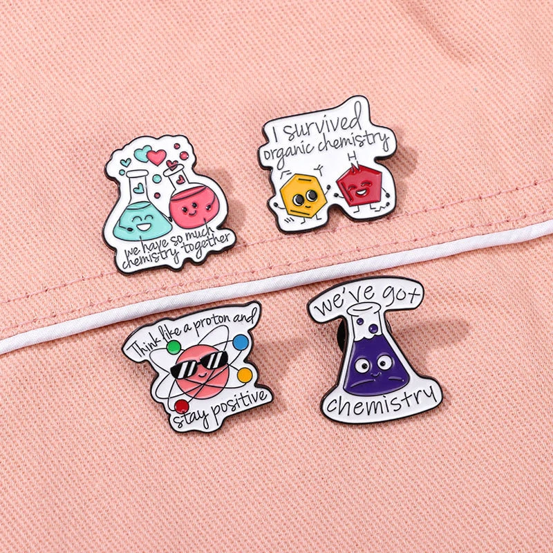 Funny Chemistry Enamel Pins Set Science Themed Brooch Metal Badge for Clothes Lapel Pin Jewelry Gift for Students Teachers