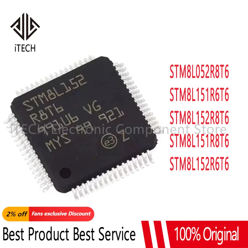 1PCS STM8L052R8T6 STM8L151R6T6 STM8L151R8T6 STM8L152R6T6 STM8L152R8T6 STM8L052 STM8L151 STM8L152 STM8L STM IC MCU Chip LQFP-64