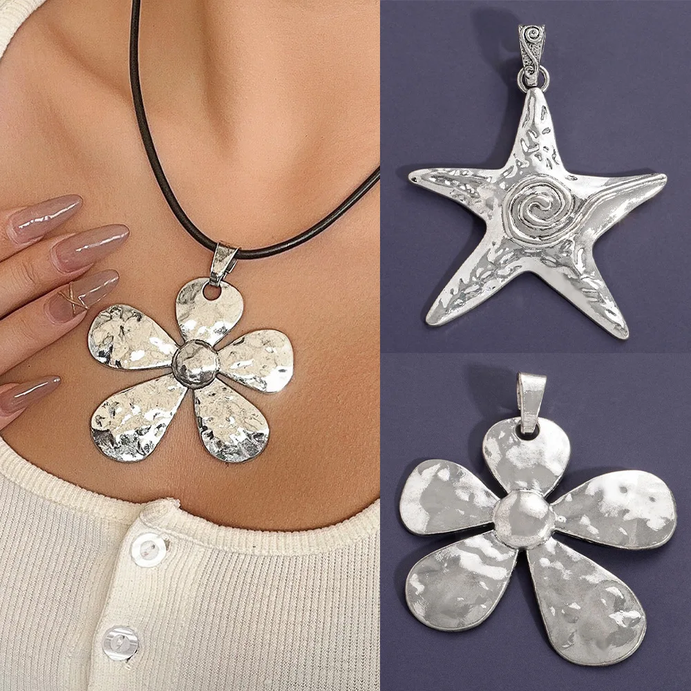 Best-selling heart-shaped large pendant diy alloy accessory necklace diy flower women's pendant accessory