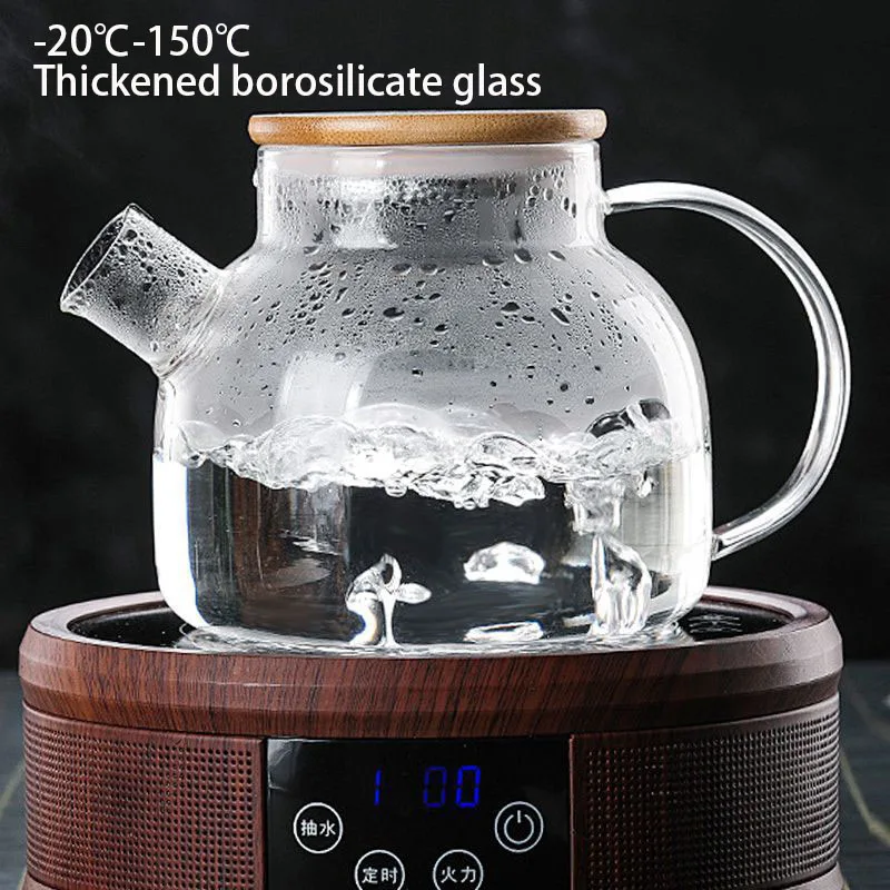 1L/1.8L Borosilicate Glass Teapot Set Clear Teapots With Cup Removable Filter Spout Drinkware For Loose Leaf Blooming Tea